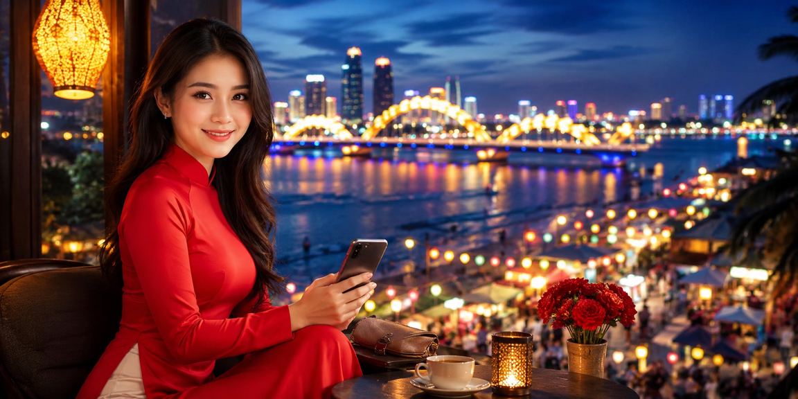 Người dùng tại Đà Nẵng thực hiện đăng ký và nhận bonus với trang phục áo dài